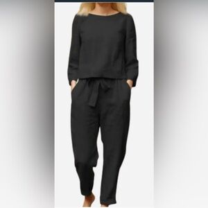 NORTH FASHION RETRO MONOCHROME LINEN 2 PIECE SET